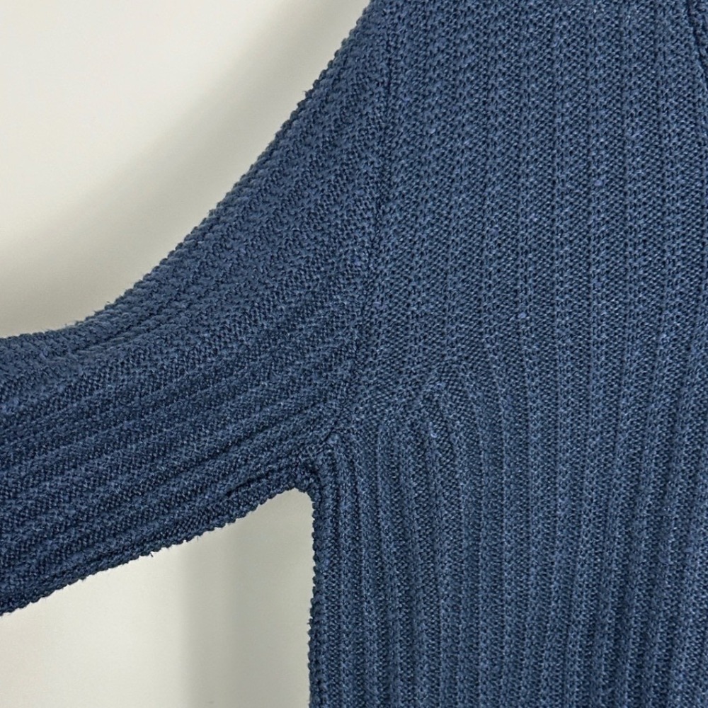 Inis Meain 90% Linen 10% Silk Blue Chevron Cable Knit Sweater Men Size Small NEW - Picture 7 of 16